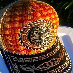 Trucker Rancheros style Hat w/ Bull on the front.